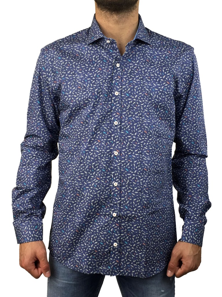 Firenze μπλε πουκάμισο με σχέδια 016 5902B